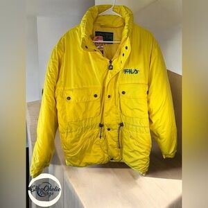 FILA Magic Line Yellow Puffer Jacket  Y2k Vintage NWT Size L y2k Rare Coat